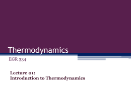 Lecture 01: Introduction to Thermodynamics and Units Review