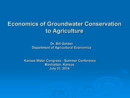 Economics of Groundwater Conservation to Agriculture