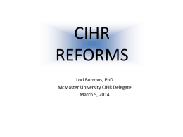 CIHR Reforms