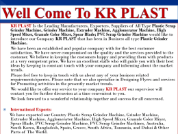 Well Come To KR PLAST