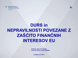 DURS in nepravilnosti povezane z zaščito finančnih interesov EU