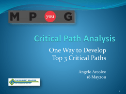 How to Develop Top 3 Critical Paths using Driving Path