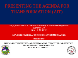 Presenting the Agenda for Transformation