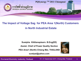 The Impact of Voltage Sag for PEA North 1 Customers