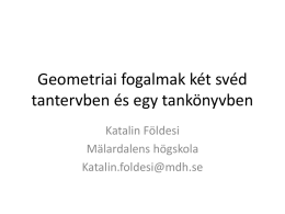 Geometriai fogalmak két svéd tantervben és egy tankönyvben