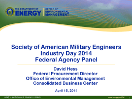 U.S. Department of Energy - Society of American Military Engineers