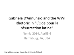 Gabriele D*Annunzio and the WWI Rhetoric of Heroism in *L*Ode