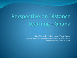 Presentation by Dr Ben Mensah, University of Cape Coast, Ghana