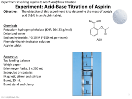 Experiment: Acid-Base Titration of Aspirin