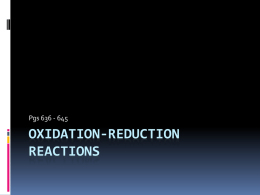 Redox Reaction and Oxidation Numbers