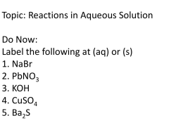 Reactions in aq solutions