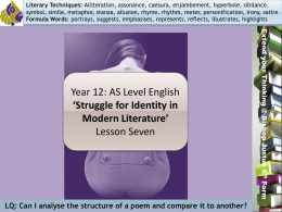 Y12 Poetry Lesson 7 – The Virgin`s Memo