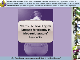 Y12 Poetry Lesson 6 – The Woman Who Shopped