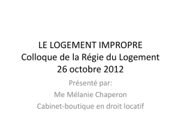 LE LOGEMENT IMPROPRE - Barreau de Montr&eacute;al