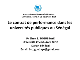 Le contrat de performance dans les universités publiques au Sénégal