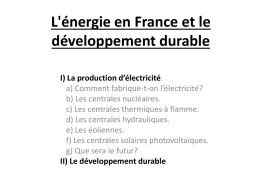 L`énergie en France et le développement durable