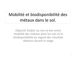 SOL: Mobilité et biodisponibilité des métaux dans le sol.