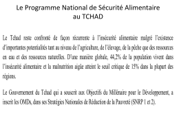 LE PROGRAMME NATIONAL DE SECURITE ALIMENTAIRE