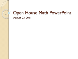 Open House Math PowerPoint - JJ Daniell Middle School