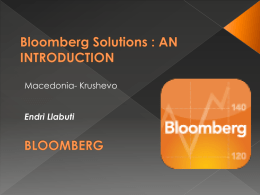 "Solutions for the community", Mr.Endri Llabuti, Bloomberg