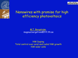 Nanowires with promise for high efficiency photovoltaics