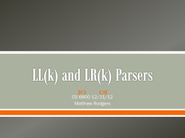 LL(k) and LR(k) Parsers