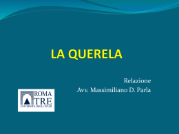 Lezione 18.10.14 SSP Roma Tre SLIDES QUERELA definitive (1)