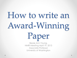 How to write an Award