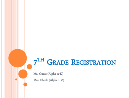7th Grade Registration