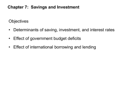 Ch. 7: Finance, Saving and Investment