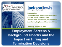 eMPLOYMENT sCREENS & bACKGROUND cHECKS AND THE