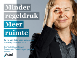 Presentatie Actal/Jos Tonk - Vereniging van Nederlandse Gemeenten