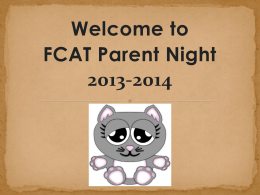 FCAT Parent Night 2013-2014 Presentation1