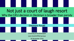 Why the CJEU decision in Deckmyn is broader than parody