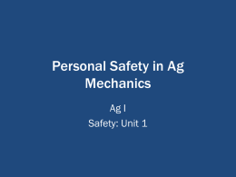 Personal Safety in Ag Mechanics