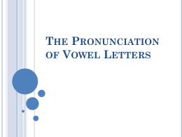 The Pronunciation of Vowel Letters