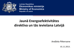 Jaunā Energoefektivitātes direktīva un tās ieviešana Latvijā