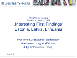 Estonia/Latvia/Lithuania Team Presentation