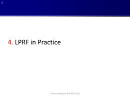4. LPRF In Practice - Wireless Sensor Networks