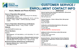 Customer Service Information - Massachusetts Health Connector