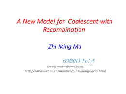 Markov Jump Processes in Modeling Coalescent with Recombination