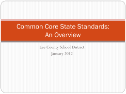 CCSS Overview - January 2012
