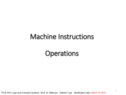 Machine Instructions/Assembly Language