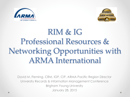 ARMA Presentation - Dave - Brigham Young University