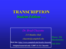 Biochemistry 304 2014 Student Edition TRANSCRIPTION