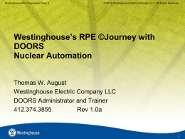 Westinghouse RPE Journey with DOORS
