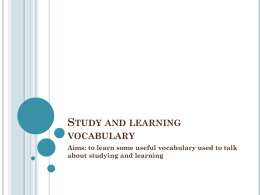 Study and learning vocabulary