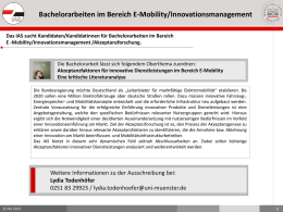 Bachelorarbeiten im Bereich E-Mobility/Innovationsmanagement