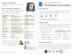 IM, Presence, and Contacts Reference Card