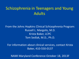 Schizophrenia in Teenagers and Young Adults